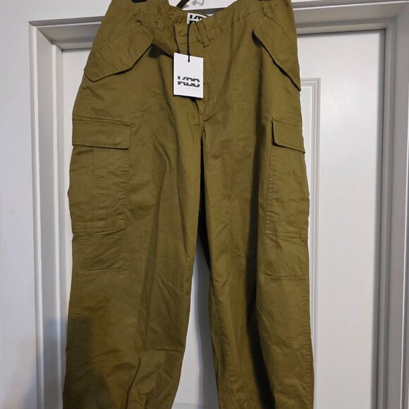 KBB by Kahlana Women's Mid Rise Straight Leg "The Cargo Jogger" Tan Large - Picture 2 of 8